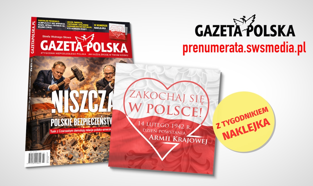 Do tygodnika Gazeta Polska dołączona naklejka „Zakochaj się w Polsce”