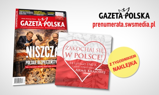Do tygodnika Gazeta Polska dołączona naklejka „Zakochaj się w Polsce”